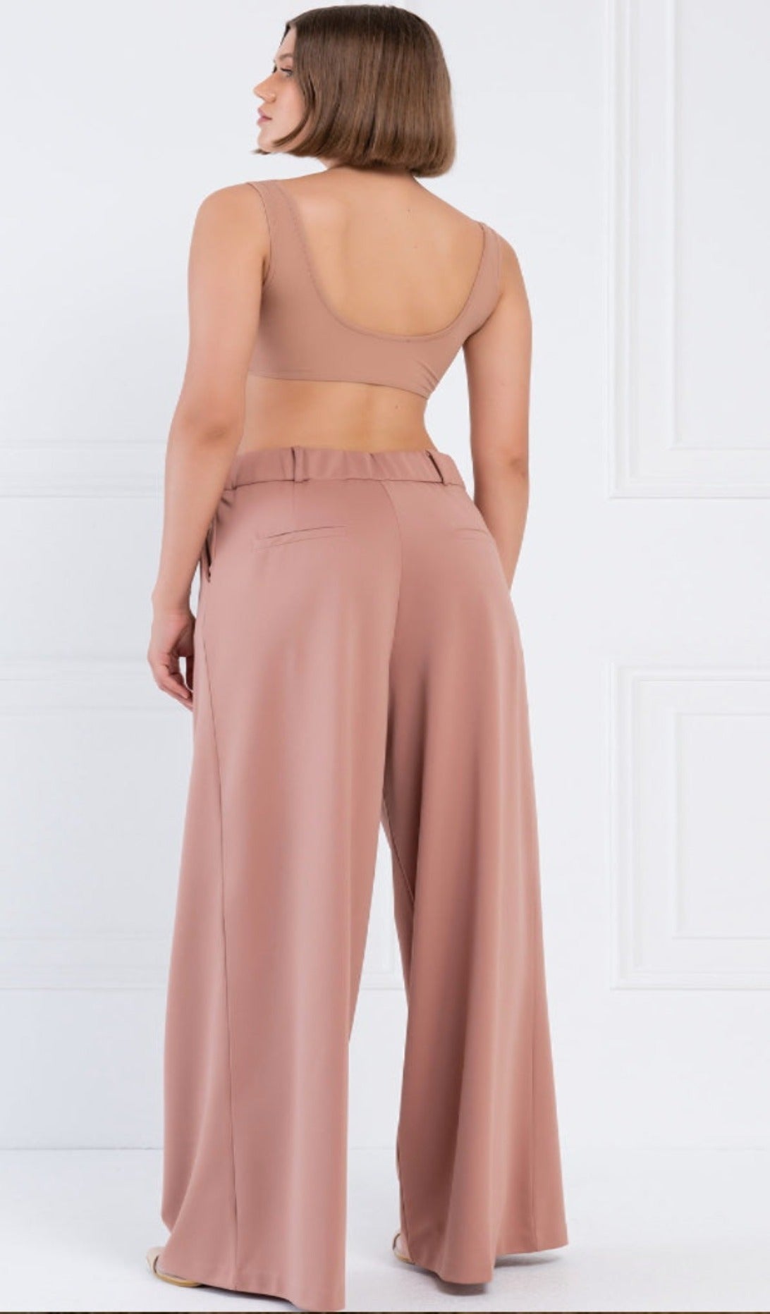 Pleated Waist Wide Leg Pants - Society Boutique